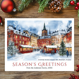Cartes Pour Fêtes Annuelles Aquarelle Noël Gamla Stan Stockholm Suède