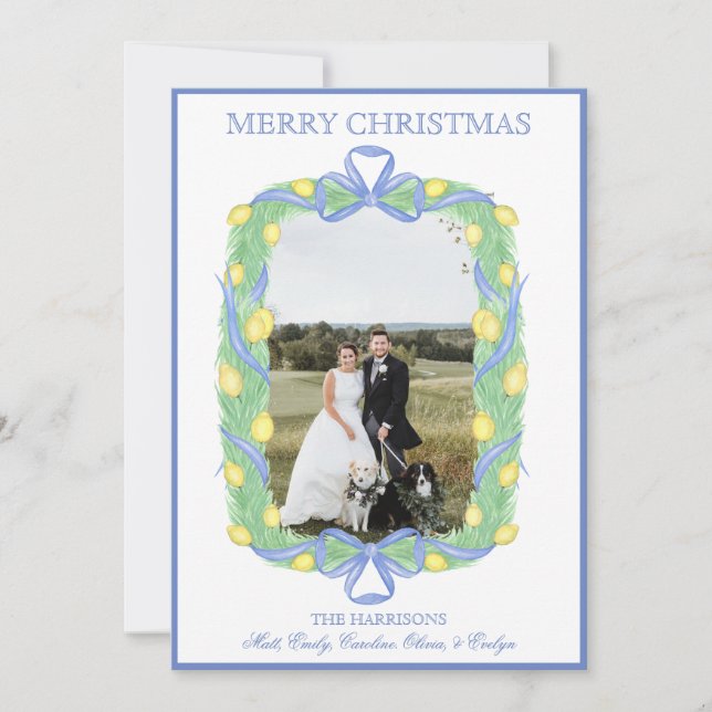 Cartes Pour Fêtes Annuelles Aquarelle Noël Garland Stocker une photo (Devant)