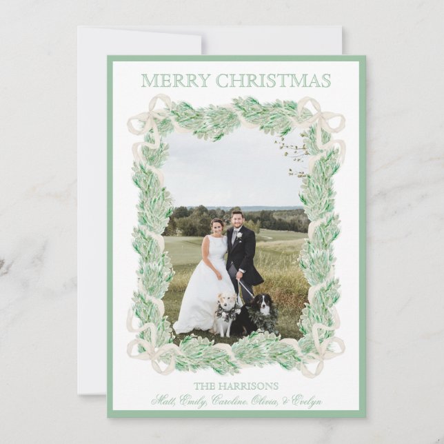 Cartes Pour Fêtes Annuelles Aquarelle Noël Garland Stocking Cinq photos (Devant)