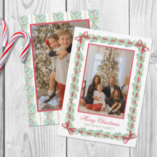 Cartes Pour Fêtes Annuelles Aquarelle Noël Garland, Vaches et bonbons Photo