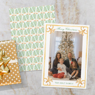 Cartes Pour Fêtes Annuelles Aquarelle Noël Gold Grille-millénaire Photo
