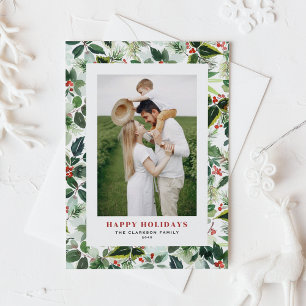 Cartes Pour Fêtes Annuelles Aquarelle Noël Motif botanique Photo