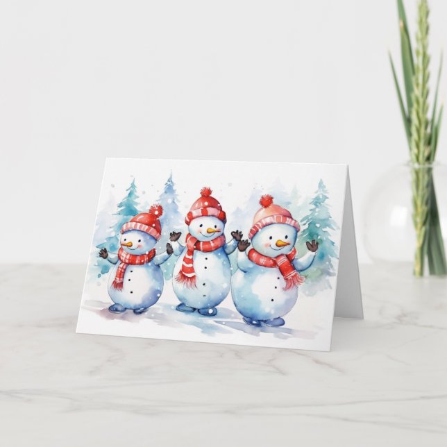 Cartes Pour Fêtes Annuelles Aquarelle Noël Neige (Devant)