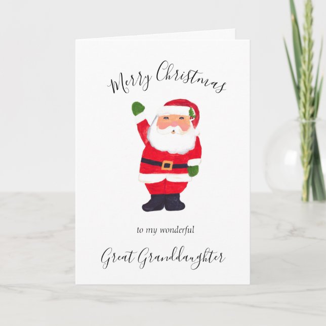 Cartes Pour Fêtes Annuelles Aquarelle Noël Père Noël Grande petite-fille (Devant)