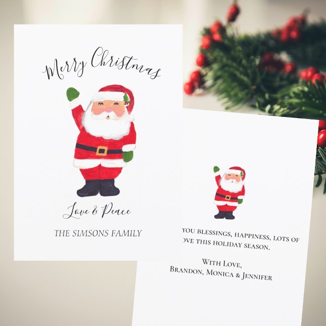 Cartes Pour Fêtes Annuelles Aquarelle Noël Père Noël Joyeux et lumineux (Créateur téléchargé)