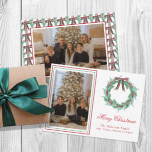 Cartes Pour Fêtes Annuelles Aquarelle Noël Plaid Bow Wirath Photo