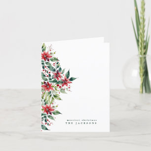 Cartes Pour Fêtes Annuelles Aquarelle Noël Poinsettia   Photo   Personnalisé