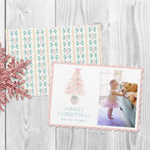 Cartes Pour Fêtes Annuelles Aquarelle Noël rose grand-millénaire photo