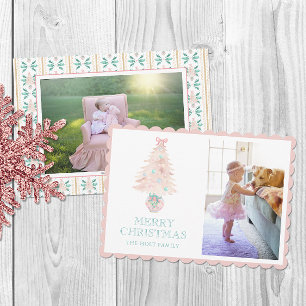 Cartes Pour Fêtes Annuelles Aquarelle Noël rose grand-millénaire photo