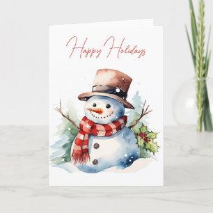 Cartes Pour Fêtes Annuelles Aquarelle Noël Snowman