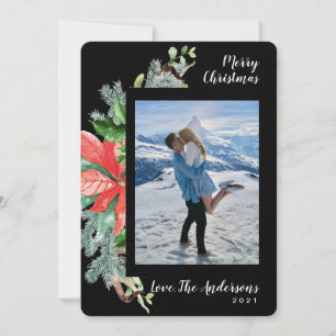 Cartes Pour Fêtes Annuelles Aquarelle noire Premium Reds Festifs Verts Photo