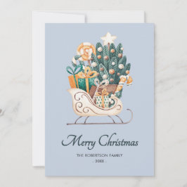 Cartes Pour Fêtes Annuelles Aquarelle Noirs de Noël bleu non photo