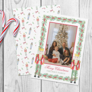 Cartes Pour Fêtes Annuelles Aquarelle Noisettes de Noël & Garland Photo