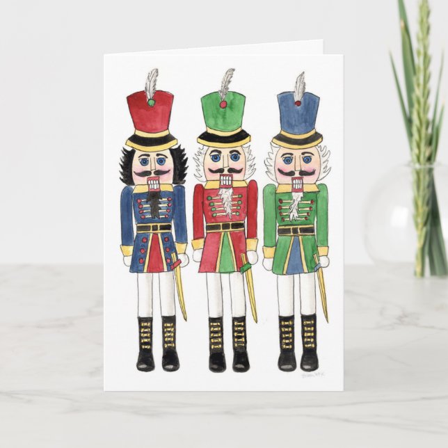 Cartes Pour Fêtes Annuelles Aquarelle Nutcrackers (Devant)
