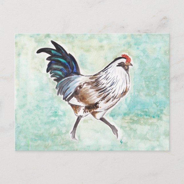 Cartes Pour Fêtes Annuelles Aquarelle Oeuf de Pâques Rooster (Devant)