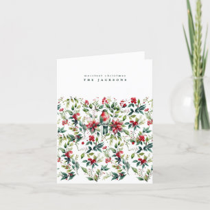 Cartes Pour Fêtes Annuelles Aquarelle Oiseau de Noël et plantes   Photo
