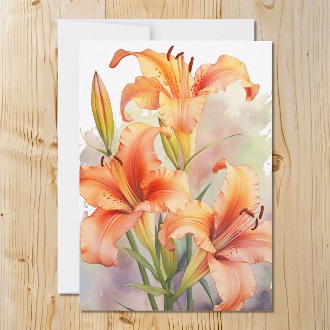 Cartes Pour Fêtes Annuelles Aquarelle Orange (Créateur téléchargé)