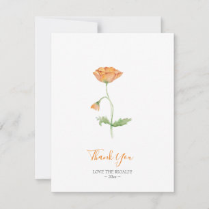 Cartes Pour Fêtes Annuelles Aquarelle Orange Poppies Merci Note