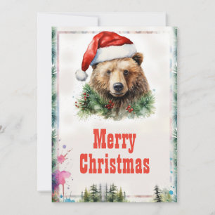 Cartes Pour Fêtes Annuelles Aquarelle Ours de Noël