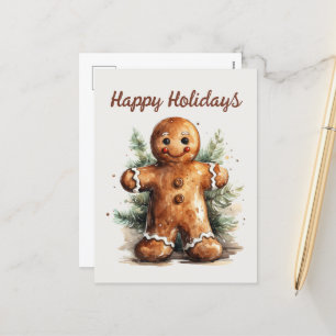 Cartes Pour Fêtes Annuelles Aquarelle pain d'épices homme ajouter un texte Hol