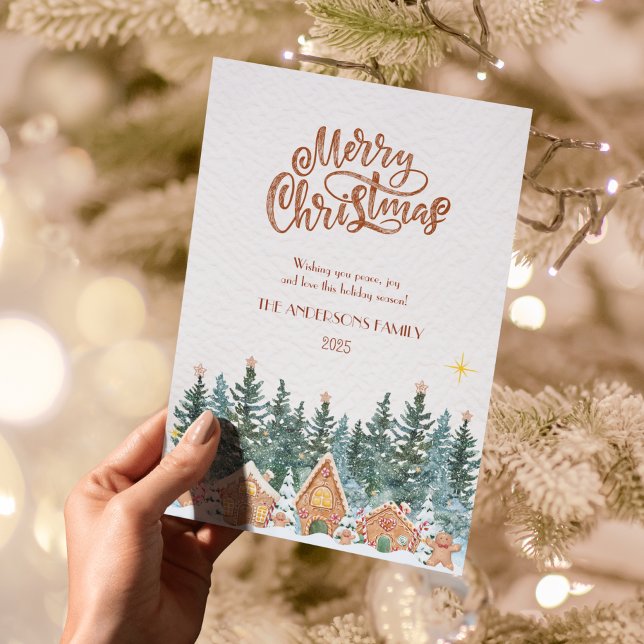 Cartes Pour Fêtes Annuelles Aquarelle pain d'épices maison Noël neutre (Créateur téléchargé)