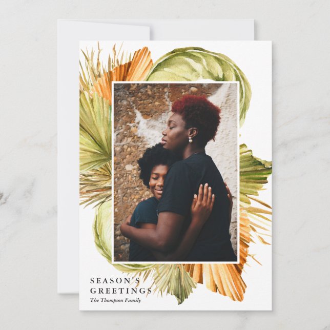 Cartes Pour Fêtes Annuelles Aquarelle Palms d'Afrique Bonnes Fêtes photo (Devant)