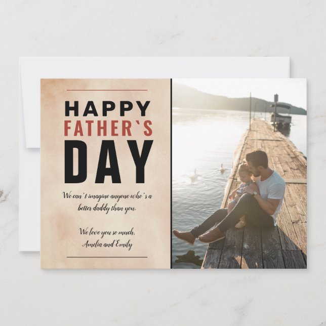 Cartes Pour Fêtes Annuelles Aquarelle papa heureux Père`s Day Photo (Devant)