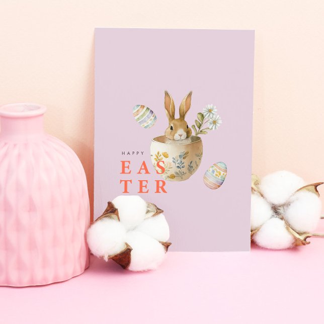 Cartes Pour Fêtes Annuelles Aquarelle Pâques Bunny rose (Créateur téléchargé)