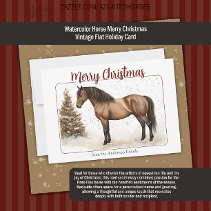 Cartes Pour Fêtes Annuelles Aquarelle Paso Cheval Joyeux Noël Vintage