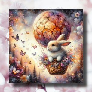 Cartes Pour Fêtes Annuelles Aquarelle Pastel OEuf de Pâques Bunny Balloon