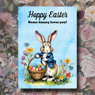 Cartes Pour Fêtes Annuelles Aquarelle Pastel Vintage Lapin de Pâques