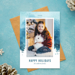 Cartes Pour Fêtes Annuelles Aquarelle paysage hiver photo de Noël