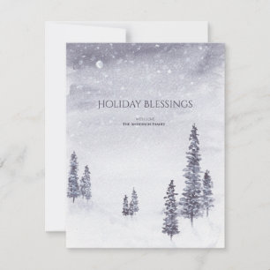 Cartes Pour Fêtes Annuelles Aquarelle paysage hivernal paisible Noël/
