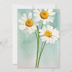Cartes Pour Fêtes Annuelles Aquarelle peinture camomille fleurs fleurs blanc