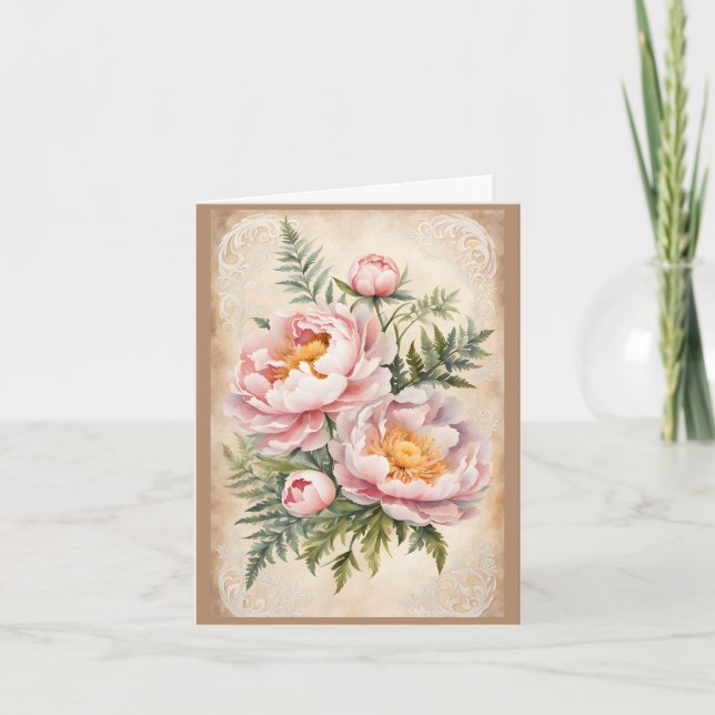 Cartes Pour Fêtes Annuelles Aquarelle Peonies Valentine (Devant)