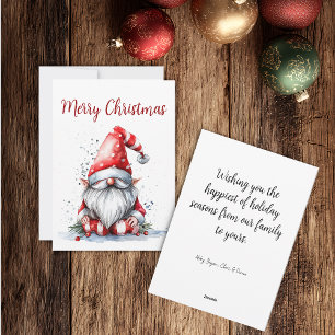 Cartes Pour Fêtes Annuelles Aquarelle personnalisable Père Noël Gnome