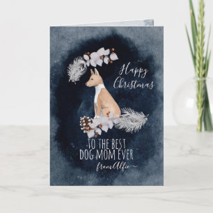 Cartes Pour Fêtes Annuelles Aquarelle personnalisée Basenji Maman Noël