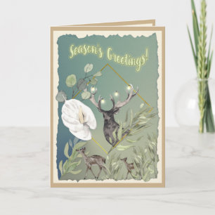 Cartes Pour Fêtes Annuelles Aquarelle personnalisée Bois Saison Salutations