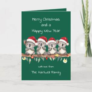 Cartes Pour Fêtes Annuelles Aquarelle personnalisée Famille Koala
