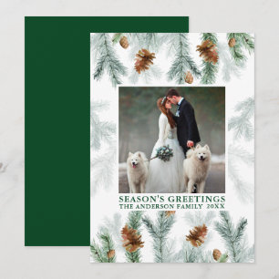 Cartes Pour Fêtes Annuelles Aquarelle Pine Bonnes Fêtes vertes Photo