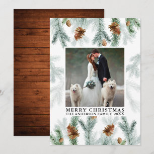 Cartes Pour Fêtes Annuelles Aquarelle Pine Cône Verdure Bois de Noël