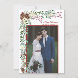 Cartes Pour Fêtes Annuelles Aquarelle Pine Garland Photo de Noël