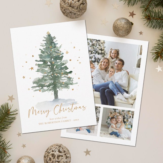 Cartes Pour Fêtes Annuelles Aquarelle Pine sapin de Noël 3 photo (Créateur téléchargé)