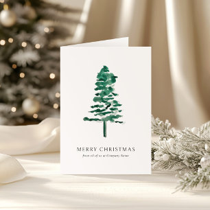 Cartes Pour Fêtes Annuelles Aquarelle Pine Tree photo Noël d'affaires