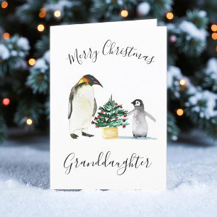 Cartes Pour Fêtes Annuelles Aquarelle Pingouin mignon Joyeux Enfants de Noël