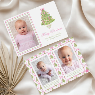 Cartes Pour Fêtes Annuelles Aquarelle Pink Nutcracker Arbre de Noël