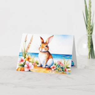 Cartes Pour Fêtes Annuelles Aquarelle Plage Bunny de Pâques
