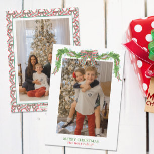Cartes Pour Fêtes Annuelles Aquarelle Plaid Garland Noël