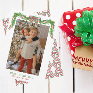 Cartes Pour Fêtes Annuelles Aquarelle Plaid Garland Noël