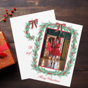 Cartes Pour Fêtes Annuelles Aquarelle Plaid Ruban Garland Noël